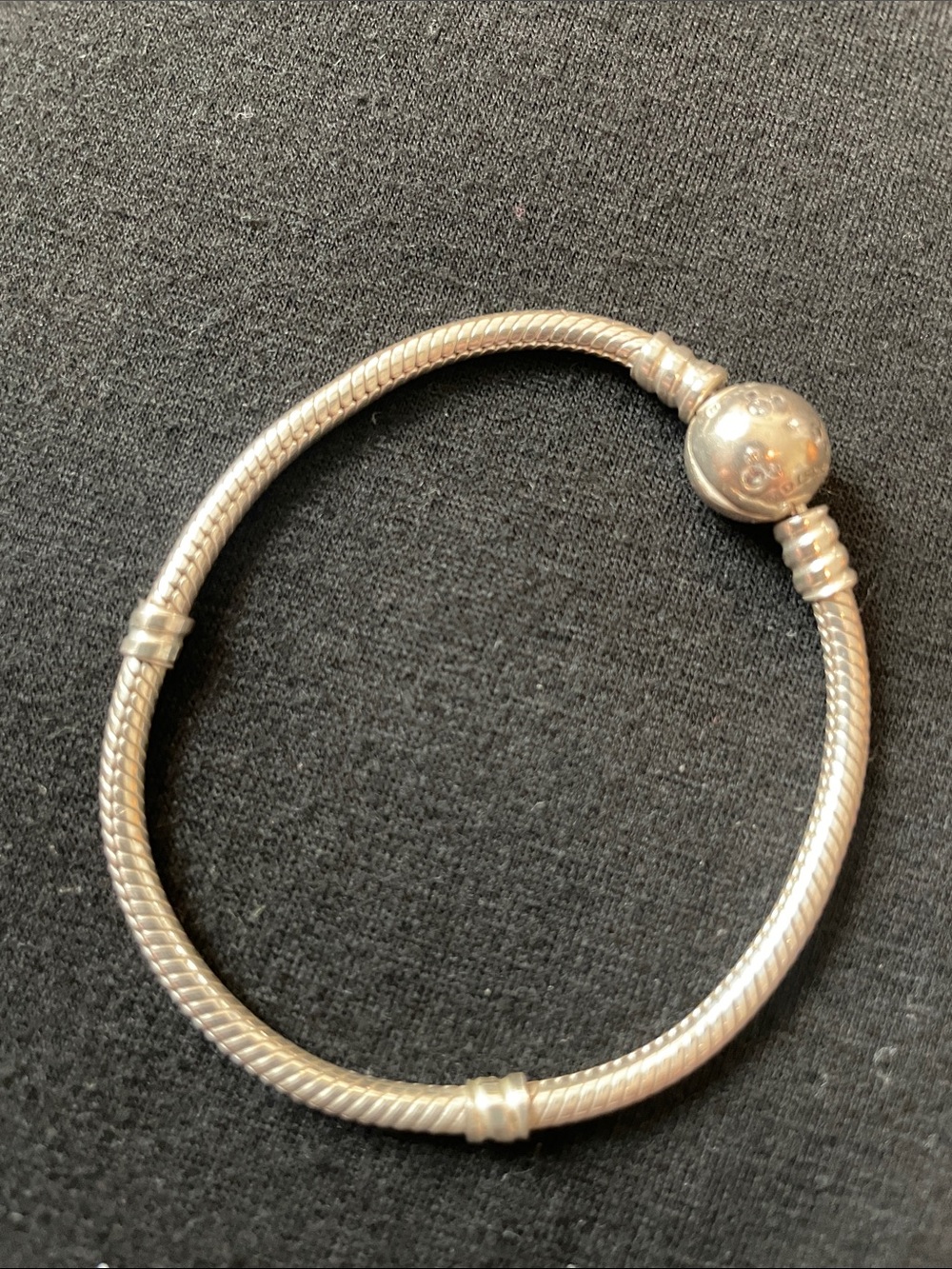 Pandora Disney  7” Sterling Silver Snake Chain Charm Bracelet